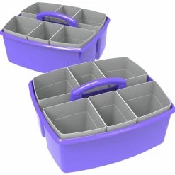 Hot Sale 👍 Storex Large Caddy With Sorting Cups, 13 X 11 X 6-3/8 Inches, Purple, Pack Of 2 🔥