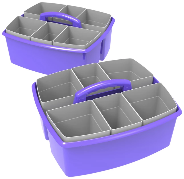 Hot Sale 👍 Storex Large Caddy With Sorting Cups, 13 X 11 X 6-3/8 Inches, Purple, Pack Of 2 🔥