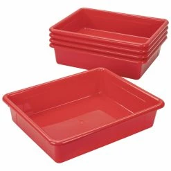 Buy 🔥 School Smart Storage Tray, Letter Size, 10-3/4 X 13-1/4 X 3 Inches, Red, Pack Of 5 🔥