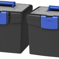 Wholesale 🔥 Storex File Storage Box With XL Storage Lid, 10-7/8 X 13-1/4 X 11 Inches, Black/Blue, Pack Of 2 ✨