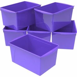 Best Pirce 💯 Storex Interlocking Book Bins, Double Wide, 14-1/2 X 9-1/5 X 7 Inches, Purple, Pack Of 6 🥰