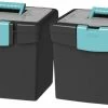 Brand new 💯 Storex File Storage Box With XL Storage Lid, 10-7/8 X 13-1/4 X 11 Inches, Black/Teal, Pack Of 2 🤩