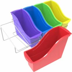 Budget 🛒 Storex Metal Shelf Rack With 5 Small Book Bins, 22-3/8 X 11-3/4 X 6-1/4 Inches, Assorted Colors 😀