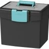 Best Sale 🤩 Storex File Storage Box With XL Storage Lid, 10-7/8 X 13-1/4 X 11 Inches, Black/Teal 😉