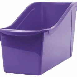 Flash Sale 🌟 Storex Large Book Bin, Label Pocket Included, Purple Peony, Pack Of 6 😉